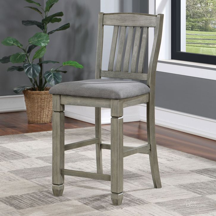 The appearance of Anaya Counter Height Chair Set of 2 In Gray and Light Gray designed by Furniture of America in the transitional interior design. This gray and light gray piece of furniture  was selected by 1StopBedrooms from Anaya Collection to add a touch of cosiness and style into your home. Sku: CM3512GY-PC-2PK. Material: Wood. Product Type: Counter Height Chair. Image1