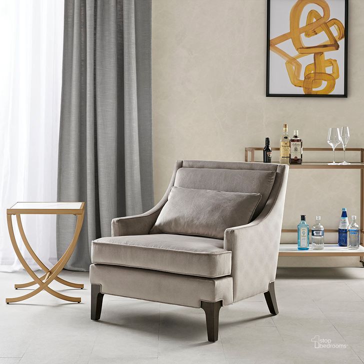 The appearance of Anna Arm Accent Chair In Light Grey designed by Olliix in the glam interior design. This light grey piece of furniture  was selected by 1StopBedrooms from Anna Collection to add a touch of cosiness and style into your home. Sku: MT100-0053. Material: Wood. Product Type: Accent Chair. Image1