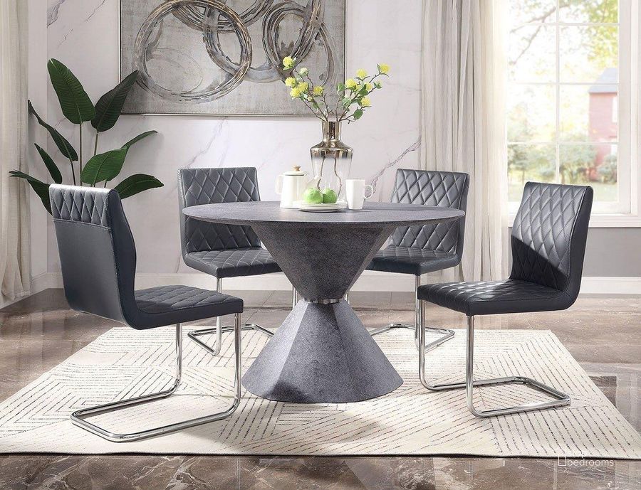 The appearance of Ansonia Dining Room Set designed by ACME in the modern / contemporary interior design. This concrete piece of furniture  was selected by 1StopBedrooms from Ansonia Collection to add a touch of cosiness and style into your home. Sku: 77830T;77831ST;77832. Table Base Style: Pedestal. Table Top Shape: Round. Material: Wood. Product Type: Dining Room Set. Size: 47". Image1