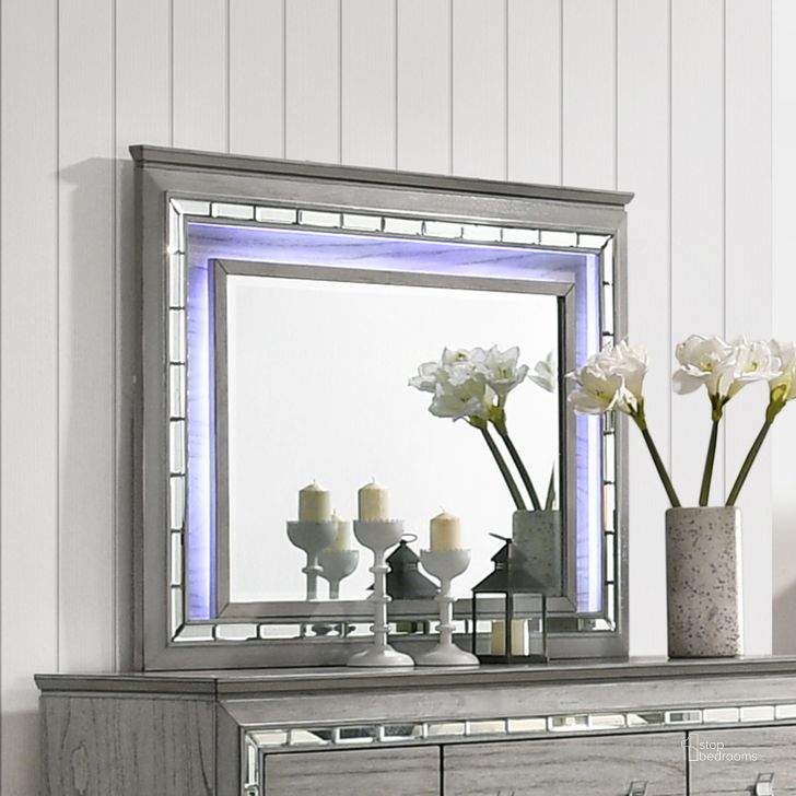The appearance of Antares Mirror designed by ACME in the glam interior design. This light gray piece of furniture  was selected by 1StopBedrooms from Antares Collection to add a touch of cosiness and style into your home. Sku: 21824. Material: Wood. Product Type: Dresser Mirror. Image1