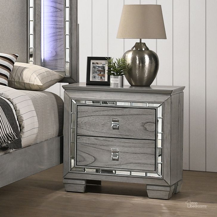 The appearance of Antares Nightstand designed by ACME in the glam interior design. This light gray piece of furniture  was selected by 1StopBedrooms from Antares Collection to add a touch of cosiness and style into your home. Sku: 21823. Material: Wood. Product Type: Nightstand. Image1