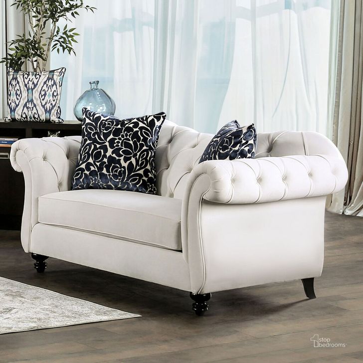 The appearance of Antoinette Loveseat In White designed by Furniture of America in the glam interior design. This white piece of furniture  was selected by 1StopBedrooms from Antoinette Collection to add a touch of cosiness and style into your home. Sku: SM2228-LV. Material: Wood. Product Type: Loveseat. Image1