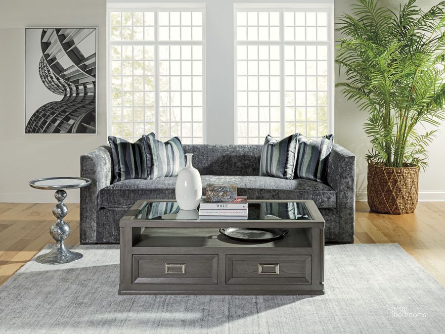 The appearance of Appellation Medium Gray wire brushed Rectangular Occasional Table Set designed by Artistica Home in the transitional interior design. This gray piece of furniture  was selected by 1StopBedrooms from Appellation Collection to add a touch of cosiness and style into your home. Sku: 01-2200-945;01-2200-957. Product Type: Occasional Table Set. Image1