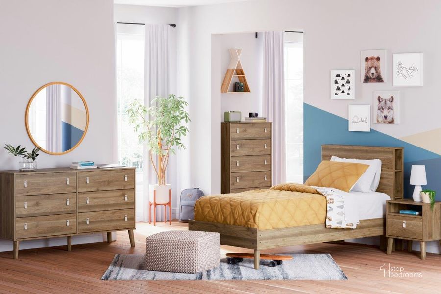 The appearance of Aprilyn Honey Youth Bookcase Platform Bedroom Set designed by Signature Design by Ashley in the modern / contemporary interior design. This honey piece of furniture  was selected by 1StopBedrooms from Aprilyn Collection to add a touch of cosiness and style into your home. Sku: EB1187-111;EB1187-163;EB1187-291. Bed Type: Bookcase Bed. Material: Wood. Product Type: Bookcase Bed. Bed Size: Twin. Image1