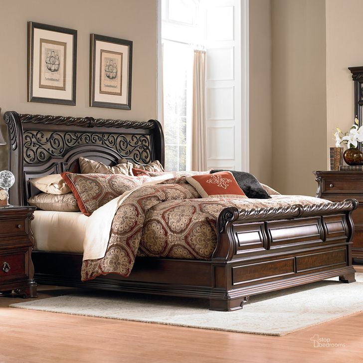 The appearance of Arbor Place California King Sleigh Bed In Brownstone designed by Liberty in the traditional interior design. This brownstone piece of furniture  was selected by 1StopBedrooms from Arbor Place Collection to add a touch of cosiness and style into your home. Sku: 575-BR22F;575-BR22H;575-BR90C. Product Type: Sleigh Bed. Bed Size: California King. Material: Poplar. Image1