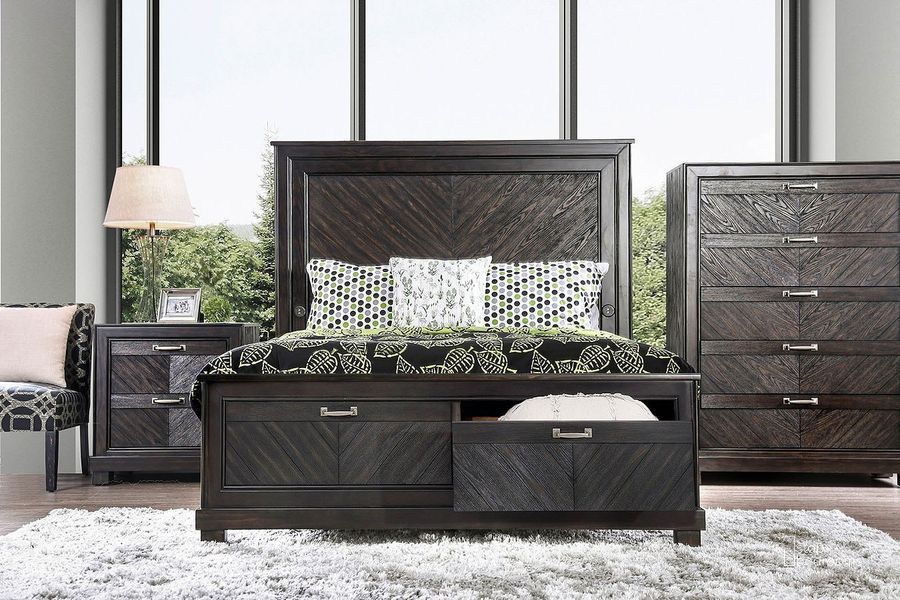 The appearance of Argyros Storage Bedroom Set designed by Furniture of America in the transitional interior design. This espresso piece of furniture  was selected by 1StopBedrooms from Argyros Collection to add a touch of cosiness and style into your home. Sku: CM7315Q-HB;CM7315Q-FB;CM7315Q-R;CM7315N. Bed Type: Storage Bed. Material: Wood. Product Type: Storage Bed. Bed Size: Queen. Image1