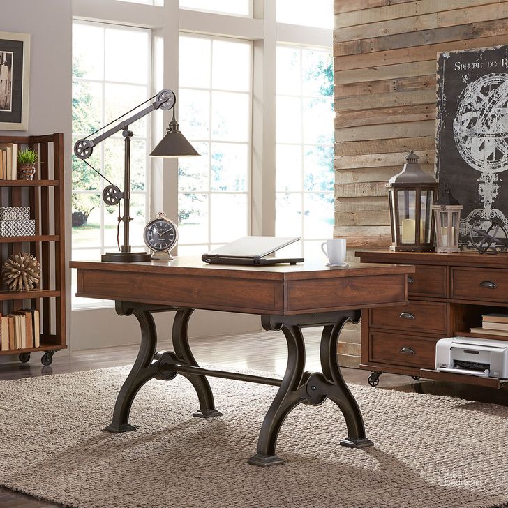 The appearance of Arlington House 4 Piece Desk Set In Cobblestone Brown designed by Liberty in the transitional interior design. This brown piece of furniture  was selected by 1StopBedrooms from Arlington House Collection to add a touch of cosiness and style into your home. Sku: 411-HO107;411-HO121;411-HO201;411-HO201. Product Type: Office Desk Set. Material: Poplar. Image1