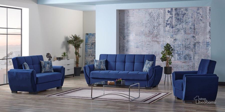 The appearance of Armada Air Upholstered Convertible Armchair with Storage In Blue AIR-AC-104 designed by Casamode in the modern / contemporary interior design. This blue piece of furniture  was selected by 1StopBedrooms from Armada Air Collection to add a touch of cosiness and style into your home. Sku: AIR-AC-104. Product Type: Arm Chair. Material: Chenille. Image1