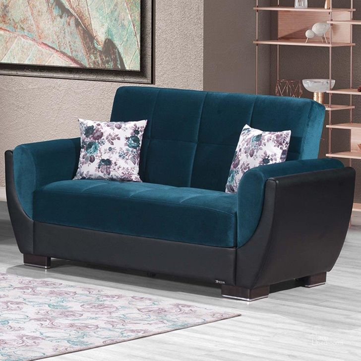 The appearance of Armada Air Upholstered Convertible Loveseat with Storage In Blue AIR-LS-117 designed by Casamode in the modern / contemporary interior design. This blue piece of furniture  was selected by 1StopBedrooms from Armada Air Collection to add a touch of cosiness and style into your home. Sku: AIR-LS-117. Material: Leather. Product Type: Loveseat. Image1