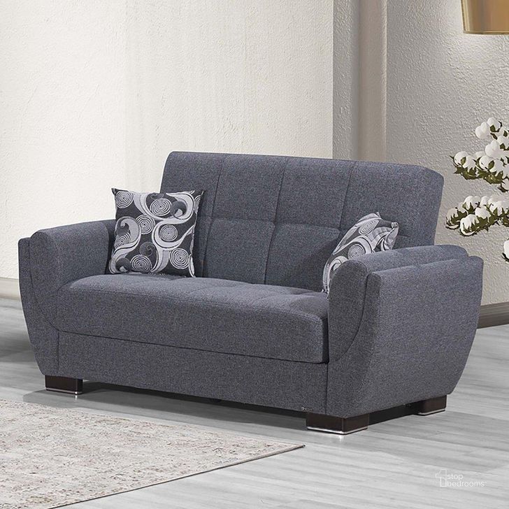 The appearance of Armada Air Upholstered Convertible Loveseat with Storage In Gray designed by Casamode in the modern / contemporary interior design. This gray piece of furniture  was selected by 1StopBedrooms from Armada Air Collection to add a touch of cosiness and style into your home. Sku: AIR-LS-113. Product Type: Loveseat. Material: Chenille. Image1