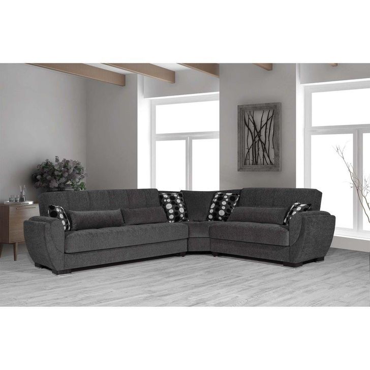 The appearance of Armada Air Upholstered Convertible Sectional with Storage In Gray AIR-SEC-119 designed by Casamode in the modern / contemporary interior design. This gray piece of furniture  was selected by 1StopBedrooms from Armada Air Collection to add a touch of cosiness and style into your home. Sku: AIR-SEC-119. Product Type: Sectional. Material: Chenille. Layout: L-Shape. Image1