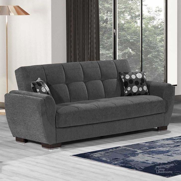 The appearance of Armada Air Upholstered Convertible Sofabed with Storage In Dark Gray designed by Casamode in the modern / contemporary interior design. This dark gray piece of furniture  was selected by 1StopBedrooms from Armada Air Collection to add a touch of cosiness and style into your home. Sku: AIR-SB-119. Product Type: Sofa Bed. Material: Chenille. Image1