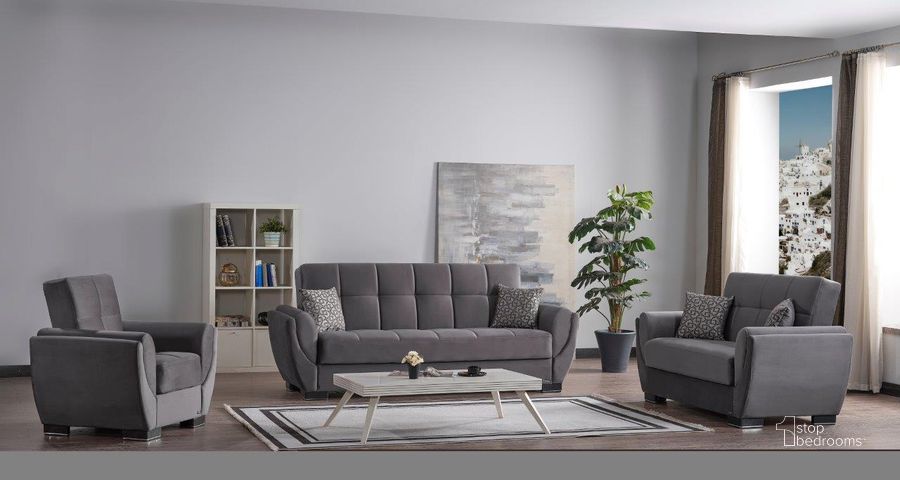 The appearance of Armada Air Upholstered Convertible Sofabed with Storage In Gray AIR-SB-101 designed by Casamode in the modern / contemporary interior design. This gray piece of furniture  was selected by 1StopBedrooms from Armada Air Collection to add a touch of cosiness and style into your home. Sku: AIR-SB-101. Product Type: Sofa Bed. Material: Chenille. Image1