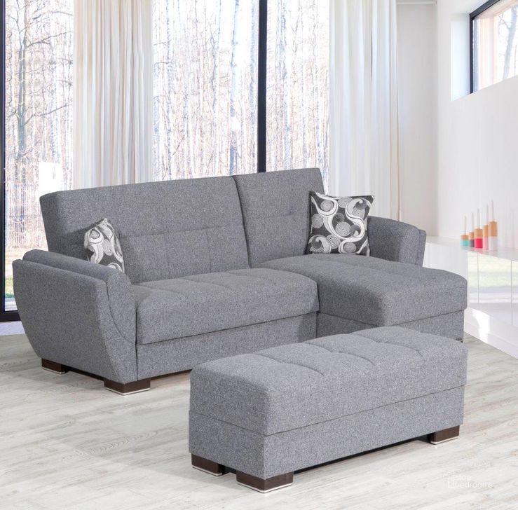 The appearance of Armada Air Upholstered Ottoman with Storage In Gray designed by Casamode in the modern / contemporary interior design. This gray piece of furniture  was selected by 1StopBedrooms from Armada Air Collection to add a touch of cosiness and style into your home. Sku: AIR-O-113. Product Type: Ottoman. Material: Chenille.