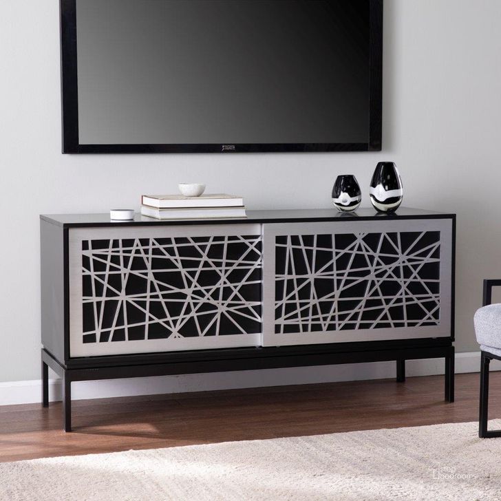The appearance of Arminta Contemporary Media Cabinet designed by SEI Furniture in the modern / contemporary interior design. This black piece of furniture  was selected by 1StopBedrooms from Arminta Collection to add a touch of cosiness and style into your home. Sku: MS1095156. Material: Wood. Product Type: Media Console. Image1
