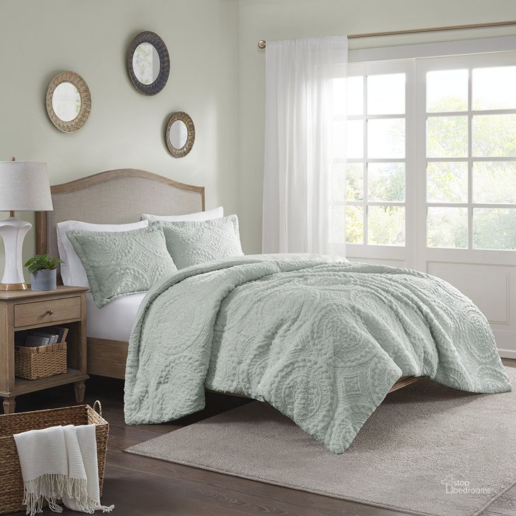 The appearance of Arya Polyester Embroidered Medallion Long Fur To Mink 3Pcs Queen Comforter Set In Aqua designed by Olliix in the transitional interior design. This aqua piece of furniture  was selected by 1StopBedrooms from Arya Collection to add a touch of cosiness and style into your home. Sku: MP10-7635. Material: Polyester. Bed Size: Queen. Product Type: Comforter Set. Image1