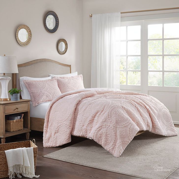 The appearance of Arya Polyester Embroidered Medallion Long Fur To Mink Twin Comforter Set In Blush designed by Olliix in the transitional interior design. This blush piece of furniture  was selected by 1StopBedrooms from Arya Collection to add a touch of cosiness and style into your home. Sku: MP10-5060. Material: Polyester. Bed Size: Twin. Product Type: Comforter Set. Image1