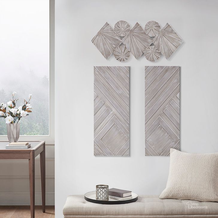 The appearance of Ash Carved Wood 3 Piece Set Wall Decor In Grey/Silver designed by Olliix in the modern / contemporary interior design. This grey/silver piece of furniture  was selected by 1StopBedrooms from Ash Collection to add a touch of cosiness and style into your home. Sku: MP95B-0292. Material: MDF. Product Type: Wall Decor. Image1