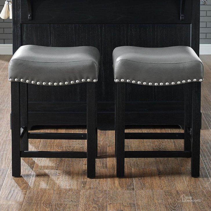 The appearance of Aspen Gray Pu Counter Stool designed by Steve Silver in the transitional interior design. This grey piece of furniture  was selected by 1StopBedrooms from Aspen Collection to add a touch of cosiness and style into your home. Sku: AS380CS. Material: Wood. Product Type: Barstool. Image1