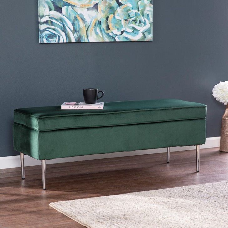 The appearance of Aspley Upholstered Storage Bench designed by SEI Furniture in the transitional interior design. This green piece of furniture  was selected by 1StopBedrooms from Aspley Collection to add a touch of cosiness and style into your home. Sku: BC1125226. Material: Wood. Product Type: Storage Bench. Image1