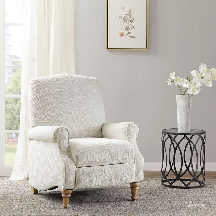 The appearance of Athena Push Back Recliner In Ivory designed by Olliix in the transitional interior design. This ivory piece of furniture  was selected by 1StopBedrooms from Athena Collection to add a touch of cosiness and style into your home. Sku: MP103-0908. Material: Wood. Product Type: Recliner. Image1