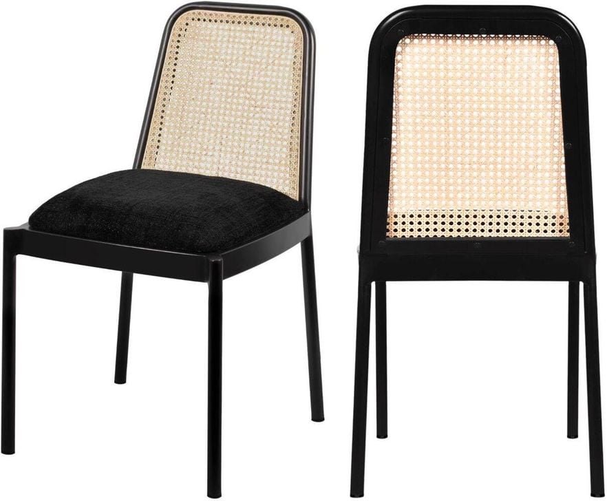 The appearance of Atticus Black Powder Coated Metal Dining Chair Set Of 2 designed by Meridian in the transitional interior design. This black piece of furniture  was selected by 1StopBedrooms from Atticus Collection to add a touch of cosiness and style into your home. Sku: 874Black-C. Material: Steel. Product Type: Dining Chair. Image1