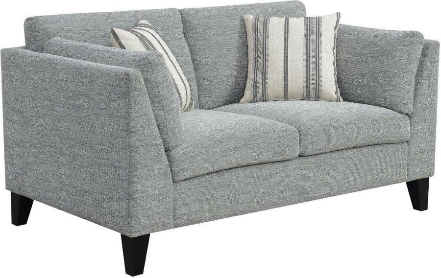 The appearance of Aubrielle Gray Loveseat designed by Off 5th Home in the transitional interior design. This gray piece of furniture  was selected by 1StopBedrooms from Aubrielle Collection to add a touch of cosiness and style into your home. Sku: U3445-01-03. Material: Wood. Product Type: Loveseat. Image1