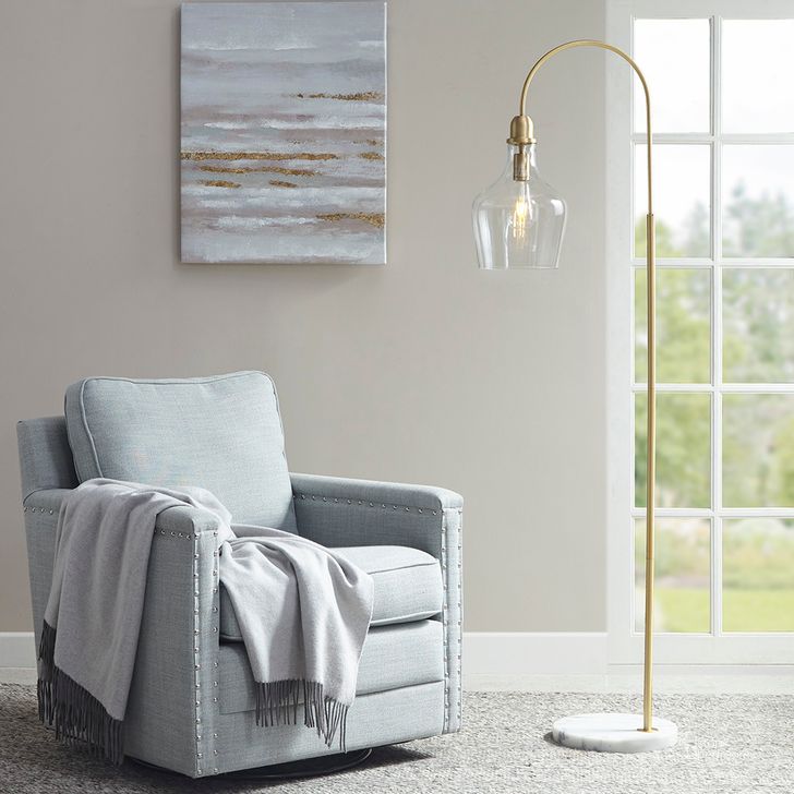 The appearance of Auburn Floor Lamp In Gold designed by Olliix in the transitional interior design. This gold piece of furniture  was selected by 1StopBedrooms from Auburn Collection to add a touch of cosiness and style into your home. Sku: MP154-0200. Material: Metal. Product Type: Floor Lamp. Image1