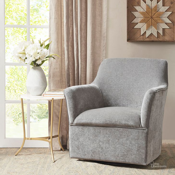 The appearance of Augustine Swivel Glider Chair In Plain Grey designed by Olliix in the transitional interior design. This plain grey piece of furniture  was selected by 1StopBedrooms from Augustine Collection to add a touch of cosiness and style into your home. Sku: MP103-1176. Material: Wood. Product Type: Living Room Chair. Image1
