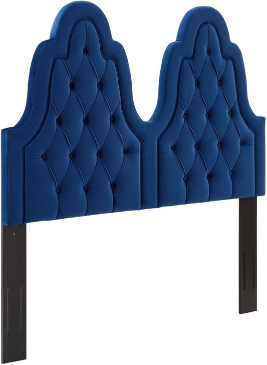 The appearance of Augustine Tufted Performance Velvet King/California King Headboard In Navy designed by Modway in the  interior design. This navy piece of furniture  was selected by 1StopBedrooms from Augustine Collection to add a touch of cosiness and style into your home. Sku: MOD-6415-NAV. Product Type: Headboard. Material: MDF. Image1