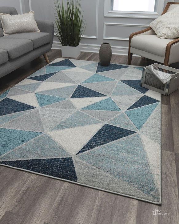 The appearance of Aurea KA25A Indigo Blue Geometric Contemporary Blue 8' x 10' Area Rug designed by Rugs America in the modern / contemporary interior design. This blue piece of furniture  was selected by 1StopBedrooms from Aurea Collection to add a touch of cosiness and style into your home. Sku: RA28279. Material: Polypropylene. Product Type: Area Rugs. Image1