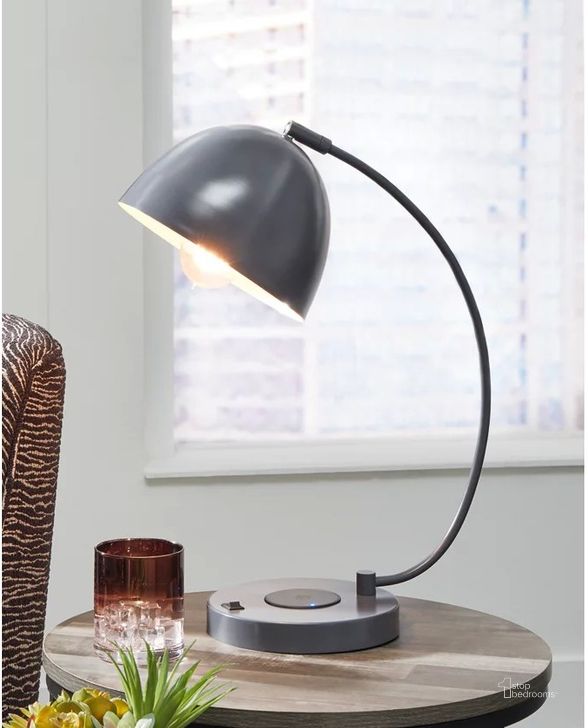 The appearance of Austbeck Gray Metal Desk Lamp designed by Signature Design by Ashley in the modern / contemporary interior design. This gray piece of furniture  was selected by 1StopBedrooms from Austbeck Collection to add a touch of cosiness and style into your home. Sku: L206032. Material: Metal. Product Type: Desk Lamp. Image1