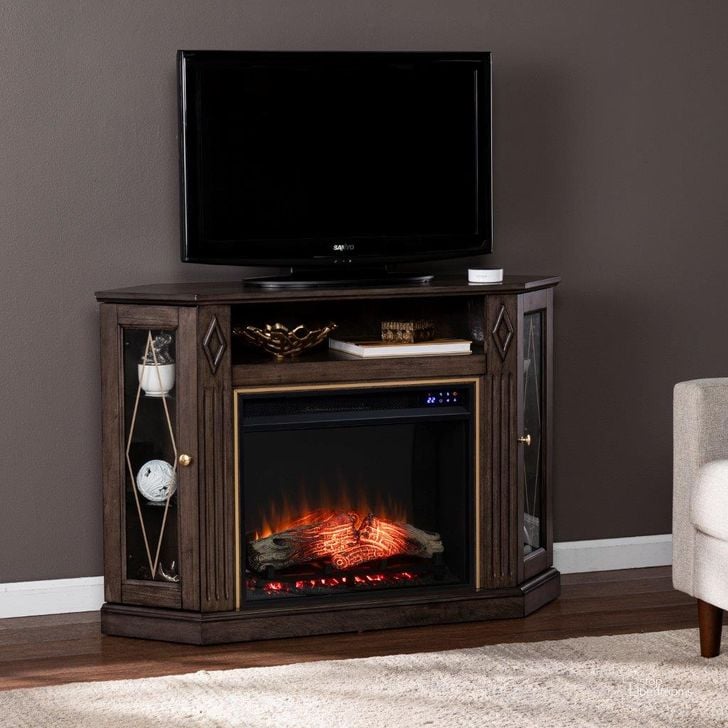 The appearance of Austindale Touch Screen Electric Fireplace With Media Storage designed by SEI Furniture in the transitional interior design. This light brown piece of furniture  was selected by 1StopBedrooms from Austindale Collection to add a touch of cosiness and style into your home. Sku: FR1137556. Material: Wood. Product Type: Fireplace. Image1