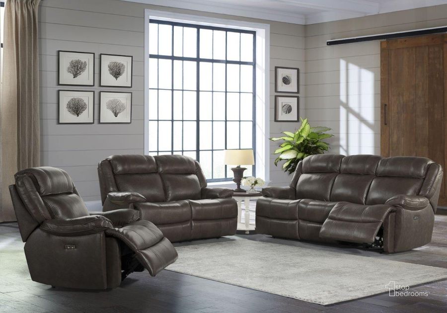The appearance of Avalon Latte Dual Power Reclining Living Room Set designed by Intercon in the transitional interior design. This brown piece of furniture  was selected by 1StopBedrooms from Avalon Collection to add a touch of cosiness and style into your home. Sku: AN-SF-387DPR-LT2-C;AN-LS-263DPR-LT2-C. Product Type: Living Room Set. Image1