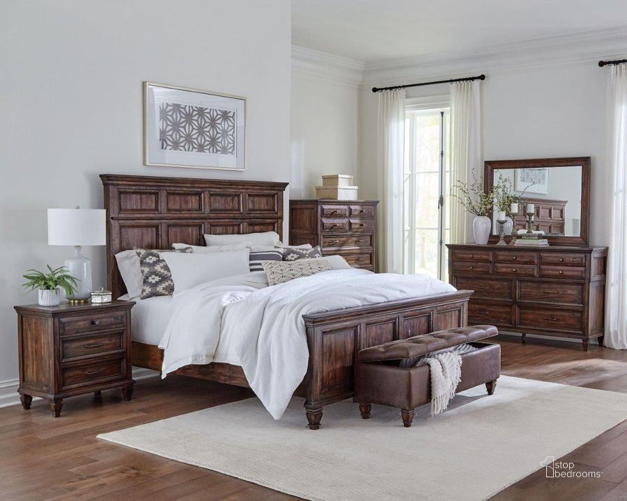 The appearance of Avenue Brown Panel Bedroom Set designed by Coaster in the transitional interior design. This brown piece of furniture  was selected by 1StopBedrooms from Avenue Collection to add a touch of cosiness and style into your home. Sku: 223031QB1;223031QB2;223031QB3;223032. Bed Type: Panel Bed. Product Type: Panel Bed. Bed Size: Queen. Material: Plywood. Image1
