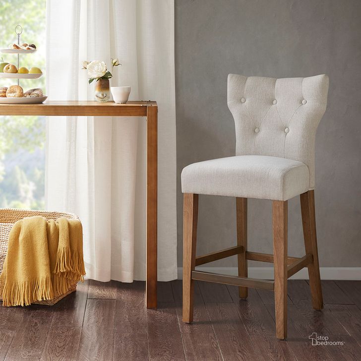 The appearance of Avila Tufted Back Counter Stool In Cream designed by Olliix in the transitional interior design. This cream piece of furniture  was selected by 1StopBedrooms from Avila Collection to add a touch of cosiness and style into your home. Sku: FPF20-0531. Material: Wood. Product Type: Barstool. Image1