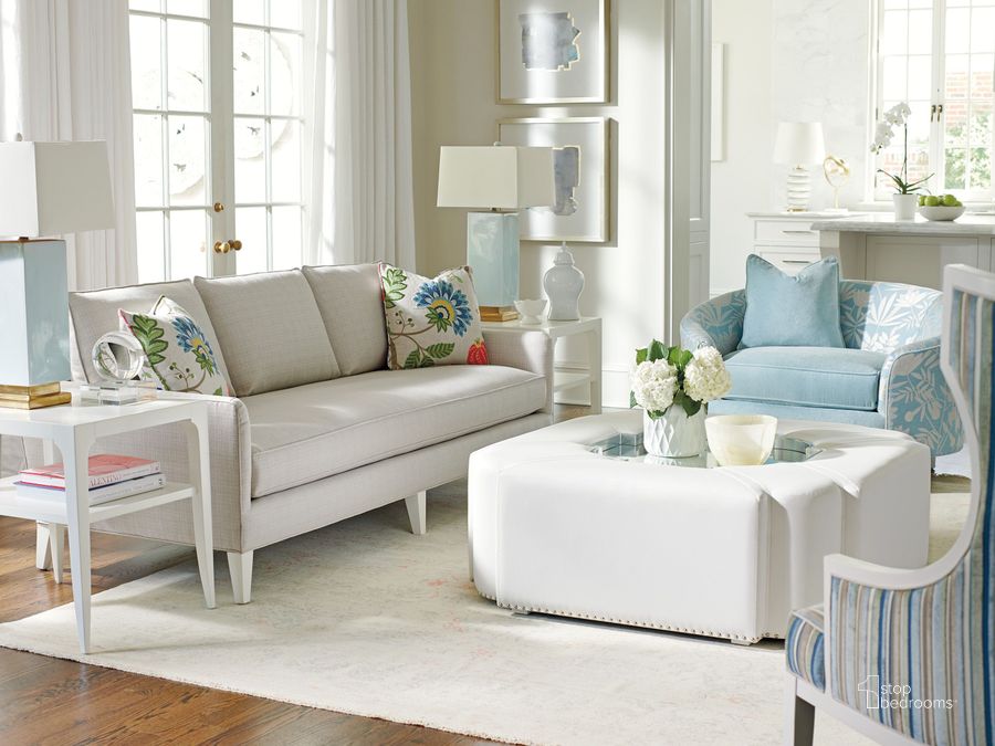 The appearance of Avondale White Clarendon Upholstered Occasional Table Set designed by Lexington in the transitional interior design. This white piece of furniture  was selected by 1StopBedrooms from Avondale Collection to add a touch of cosiness and style into your home. Sku: 01-0415-944;01-0415-955. Material: Wood. Product Type: Occasional Table Set. Image1