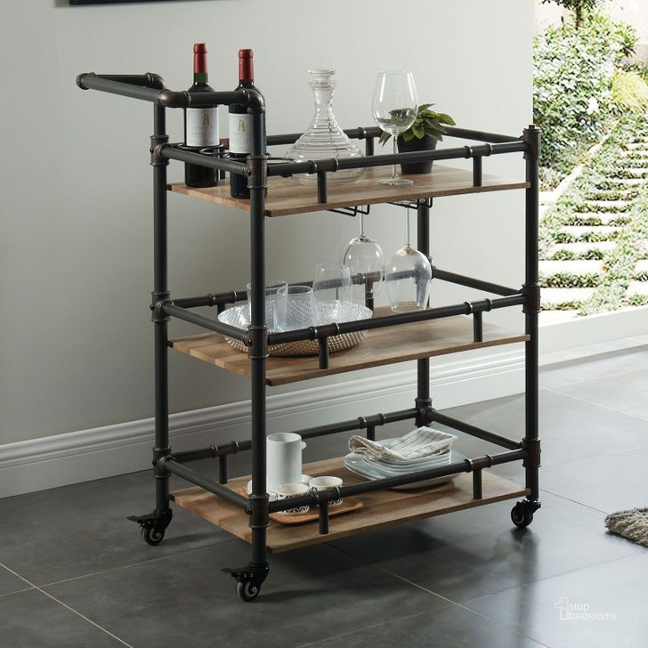 The appearance of Aylmer Sand Black and Natural Serving Cart designed by Furniture of America in the industrial interior design. This black piece of furniture  was selected by 1StopBedrooms from Aylmer Collection to add a touch of cosiness and style into your home. Sku: CM-AC246. Material: Metal. Product Type: Serving Cart.