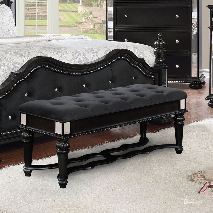 The appearance of Azha Bench In Black designed by Furniture of America in the glam interior design. This black piece of furniture  was selected by 1StopBedrooms from Azha Collection to add a touch of cosiness and style into your home. Sku: CM7194BK-BN. Material: Wood. Product Type: Bench. Image1