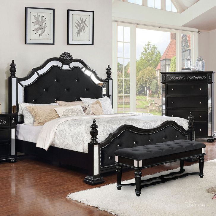 The appearance of Azha California King Bed In Black designed by Furniture of America in the glam interior design. This black piece of furniture  was selected by 1StopBedrooms from Azha Collection to add a touch of cosiness and style into your home. Sku: CM7194BK-CK-1;CM7194BK-CK-2;CM7194BK-CK-3;CM7194BK-CK-4. Bed Type: Poster Bed. Material: Wood. Product Type: Poster Bed. Bed Size: California King. Image1