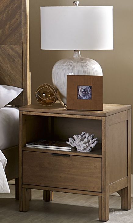 The appearance of Strategy Distressed Jute Nightstand designed by Progressive Furniture in the transitional interior design. This brown piece of furniture  was selected by 1StopBedrooms from Strategy Collection to add a touch of cosiness and style into your home. Sku: B100-43. Material: Wood. Product Type: Nightstand. Image1