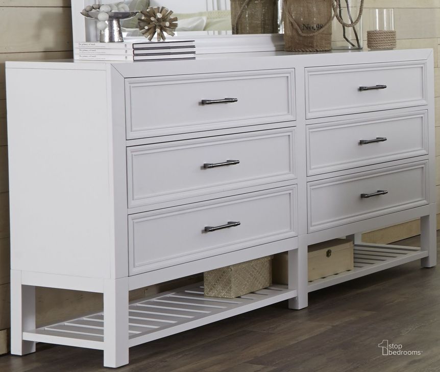 The appearance of Serenade Tuxedo White Drawer Dresser designed by Progressive Furniture in the transitional interior design. This white piece of furniture  was selected by 1StopBedrooms from Serenade Collection to add a touch of cosiness and style into your home. Sku: B124-23. Material: Wood. Product Type: Dresser. Image1