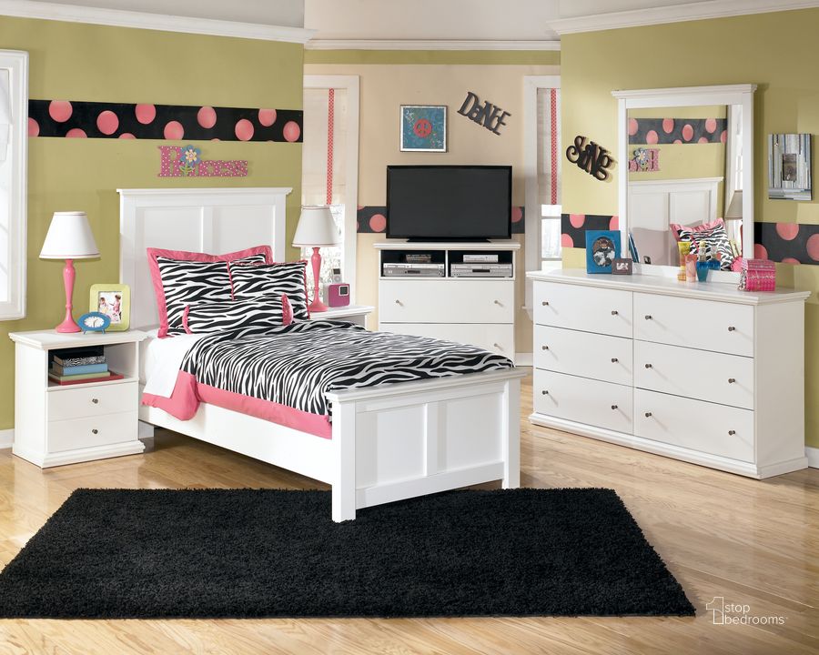 The appearance of Bostwick Shoals Youth Bedroom Set designed by Signature Design by Ashley in the country / farmhouse interior design. This white piece of furniture  was selected by 1StopBedrooms from Bostwick Shoals Collection to add a touch of cosiness and style into your home. Sku: B139-52;B139-53;B139-83;B139-91. Bed Type: Panel Bed. Material: Wood. Product Type: Panel Bed. Bed Size: Twin. Image1