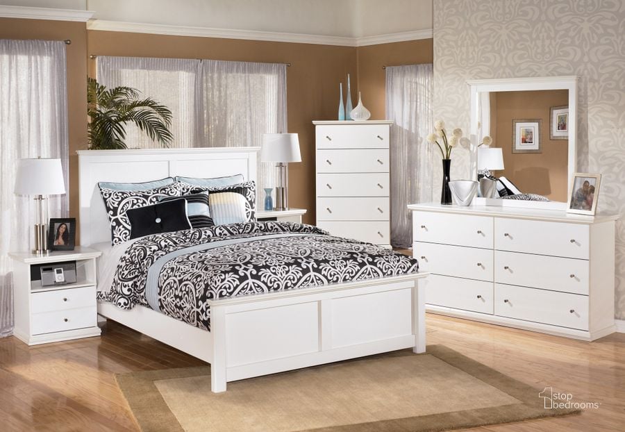 The appearance of Bostwick Shoals Panel Bedroom Set designed by Signature Design by Ashley in the country / farmhouse interior design. This white piece of furniture  was selected by 1StopBedrooms from Bostwick Shoals Collection to add a touch of cosiness and style into your home. Sku: B139-54;B139-57;B139-96;B139-91. Bed Type: Panel Bed. Material: Wood. Product Type: Panel Bed. Bed Size: Queen. Image1