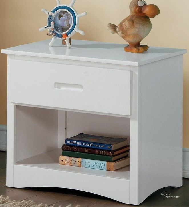 The appearance of Galen White 2 Drawer Nightstand designed by Homelegance in the transitional interior design. This white piece of furniture  was selected by 1StopBedrooms from Galen Collection to add a touch of cosiness and style into your home. Sku: B2053W-4. Material: Wood. Product Type: Nightstand. Image1