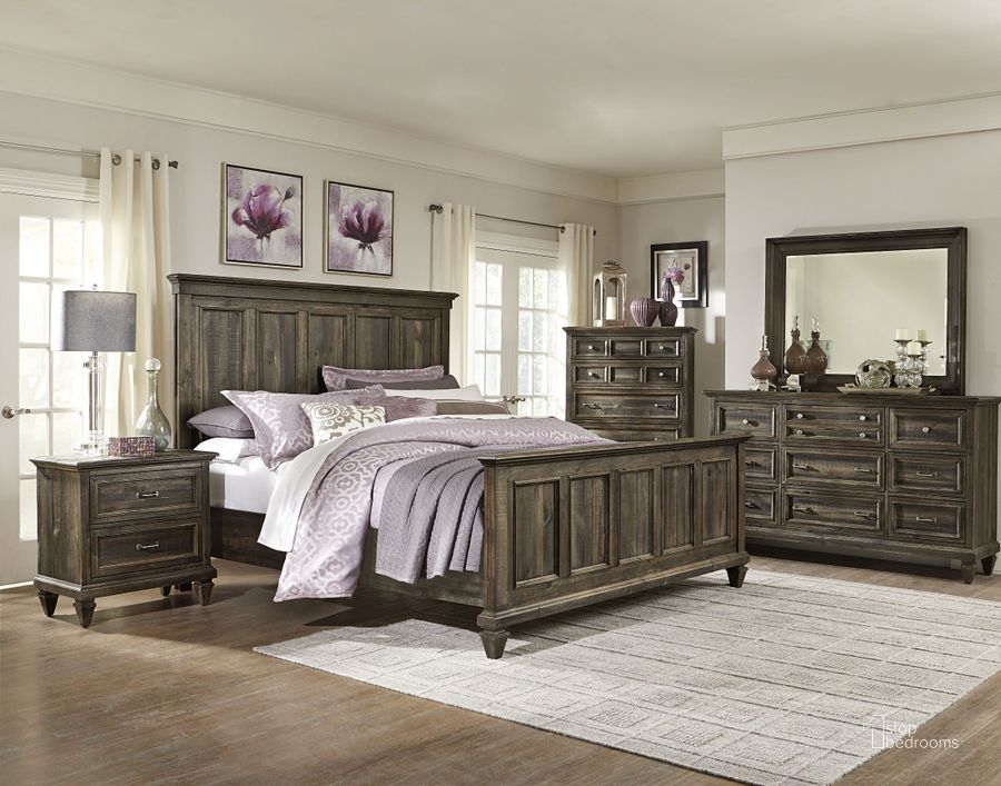 The appearance of Calistoga Panel Bedroom Set designed by Magnussen in the traditional interior design. This brown piece of furniture  was selected by 1StopBedrooms from Calistoga Collection to add a touch of cosiness and style into your home. Sku: B2590-54F;B2590-54H;B2590-54R;B2590-01. Bed Type: Panel Bed. Material: Wood. Product Type: Panel Bed. Bed Size: Queen. Image1