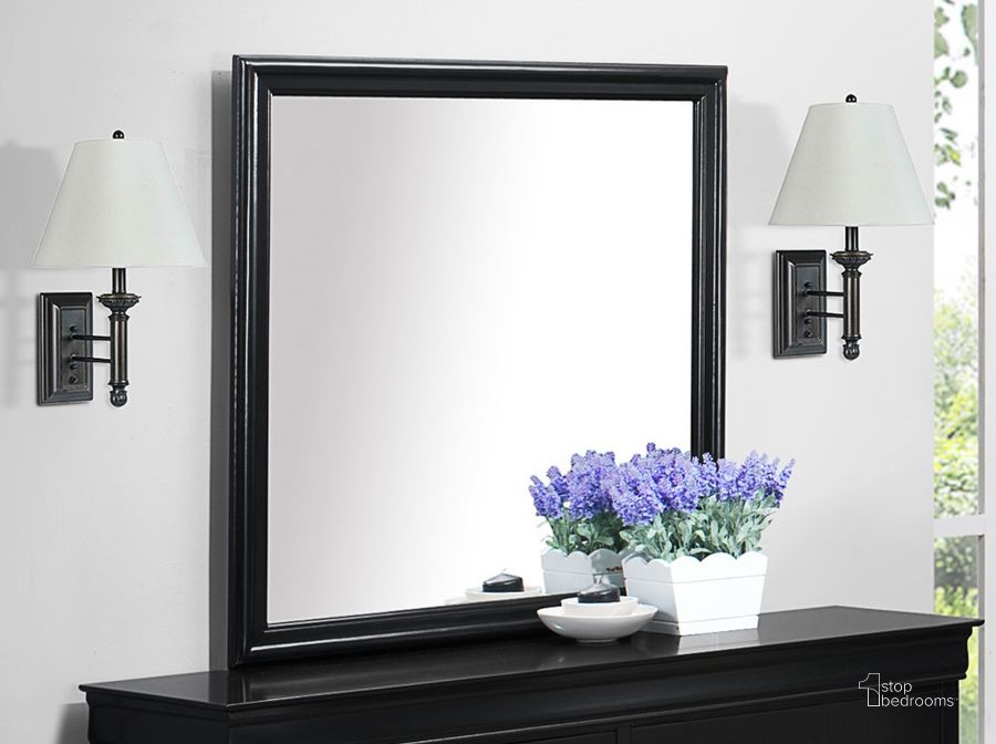 The appearance of Crown Mark Furniture Louis Philip Dresser Mirror in Black designed by Crown Mark in the modern / contemporary interior design. This black piece of furniture  was selected by 1StopBedrooms from Louis Philip Collection to add a touch of cosiness and style into your home. Sku: B3950-11. Material: Wood. Product Type: Dresser Mirror. Image1