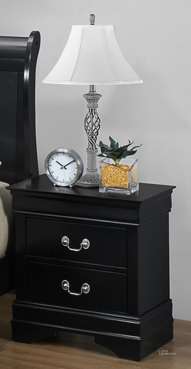 The appearance of Crown Mark Furniture Louis Philip Nightstand in Black designed by Crown Mark in the modern / contemporary interior design. This black piece of furniture  was selected by 1StopBedrooms from Louis Philip Collection to add a touch of cosiness and style into your home. Sku: B3950-2. Material: Wood. Product Type: Nightstand. Image1