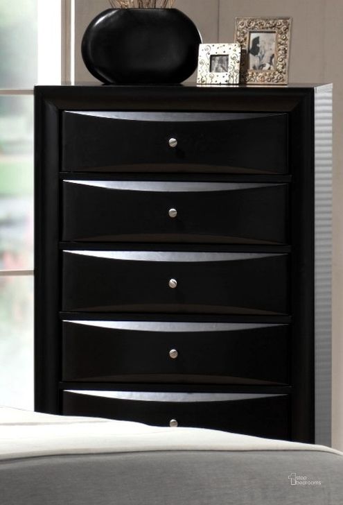 The appearance of Crown Mark Furniture Emily Drawer Chest in Black designed by Crown Mark in the modern / contemporary interior design. This black piece of furniture  was selected by 1StopBedrooms from Emily Collection to add a touch of cosiness and style into your home. Sku: B4280-4. Material: Wood. Product Type: Chest. Image1