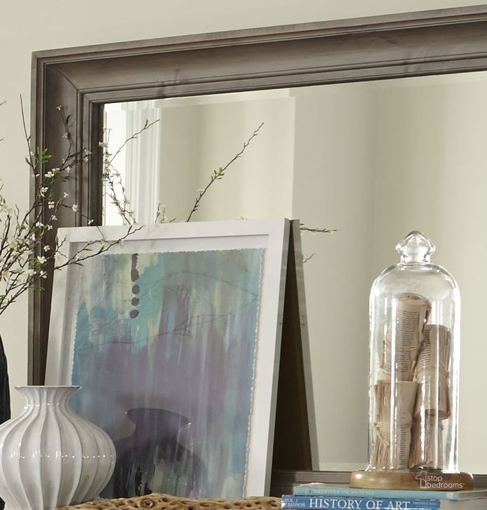 The appearance of Lancaster Dove Tail Grey Landscape Mirror designed by Magnussen in the transitional interior design. This gray piece of furniture  was selected by 1StopBedrooms from Lancaster Collection to add a touch of cosiness and style into your home. Sku: B4352-40. Material: Wood. Product Type: Dresser Mirror. Image1